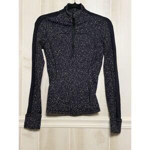 LULULEMON Run Briskly 1/2 Zip Black Magnetized Jacquard Black, Pullover, Size 4
